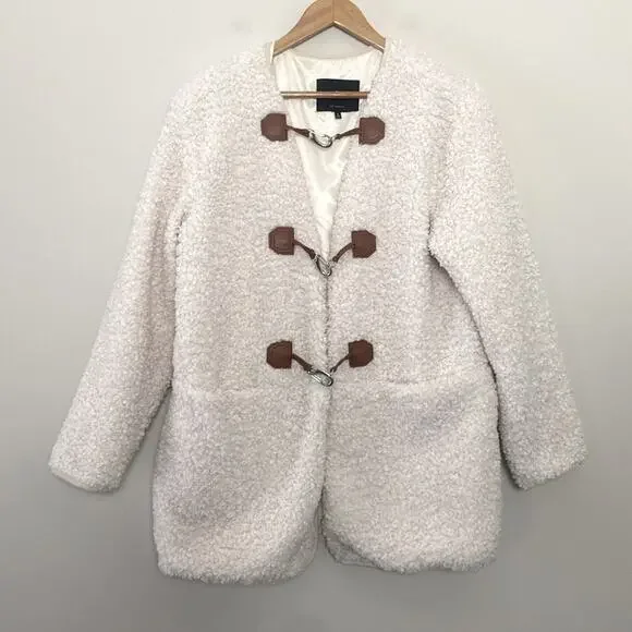 7 FOR ALL MANKIND Cozy Toggle Front Sherpa Teddy Jacket Size S - Picture 13 of 13